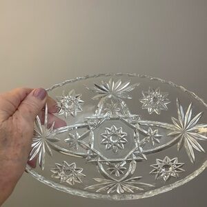 Vintage Anchor Hocking Oval cut glass serving dish